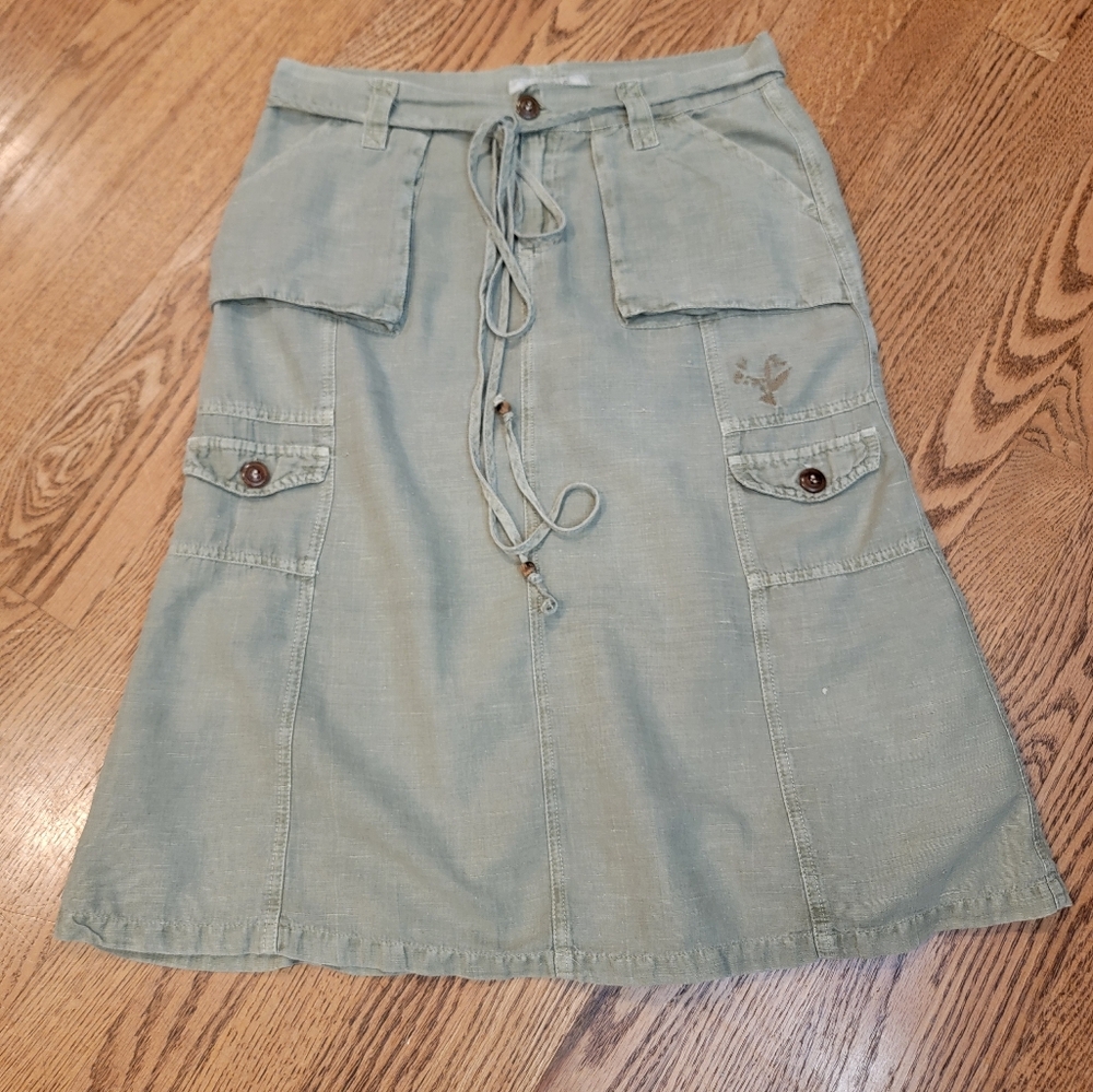 Zara TRF Distressed Green Skirt